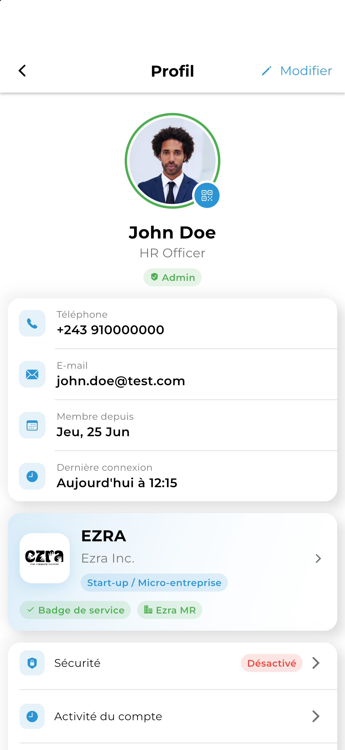 Capture d’écran de l’application EasyDoor