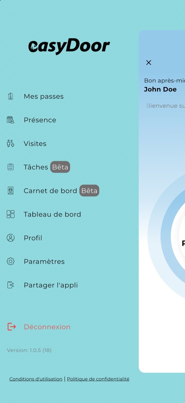 Capture d’écran de l’application EasyDoor